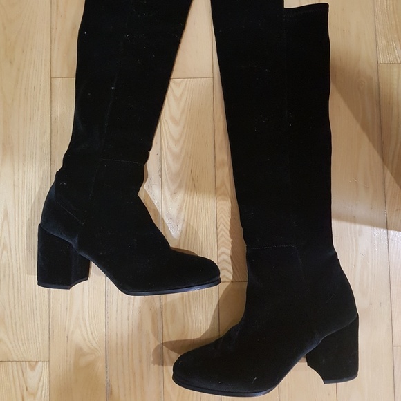 Stuart weitzman Lowjack Velvet Block Heel Boot